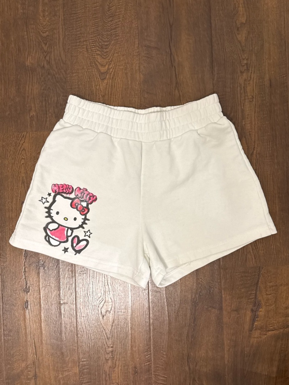 Hello Kitty White Shorts with Pink Bow Graphic